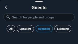 screenshot of guest area in Twitter spaces