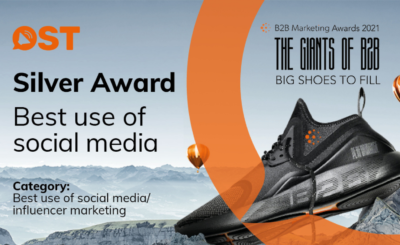 Graphic showing silver award at the B2B marketing awards 2021